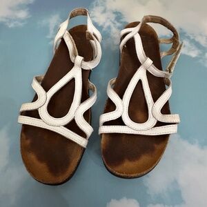 Naot Brittney Sandals White Leather Strappy Comfort Footbed